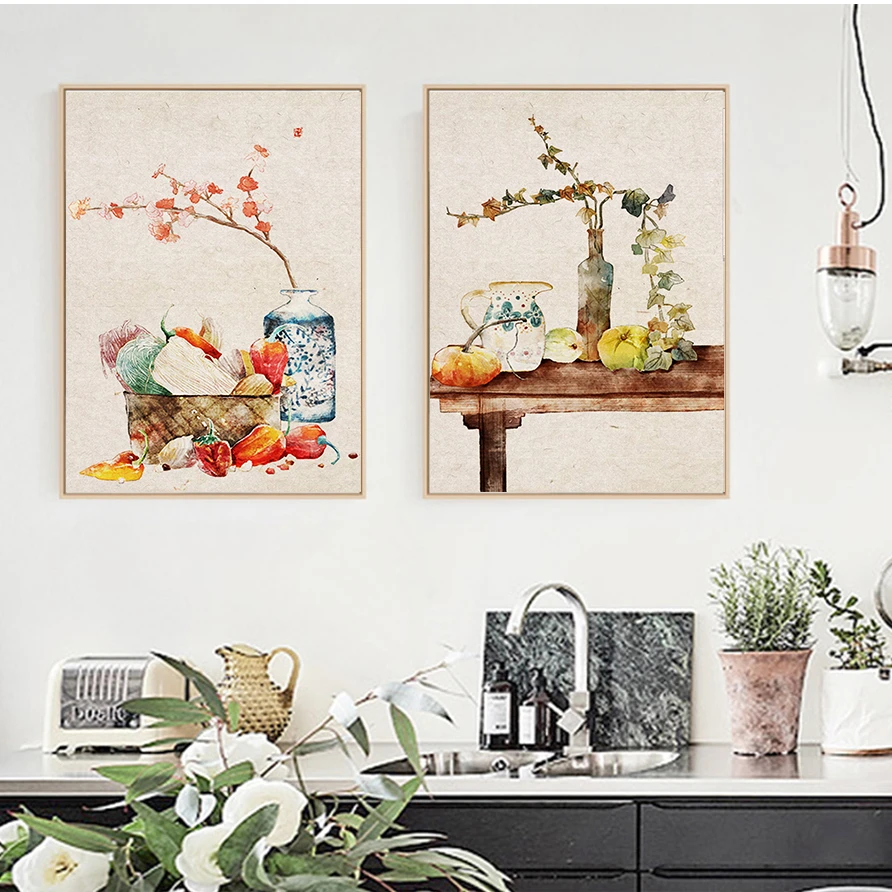 29客厅装饰画新款中式高级感大象绿植厨房饭厅三联画壁画餐桌挂画