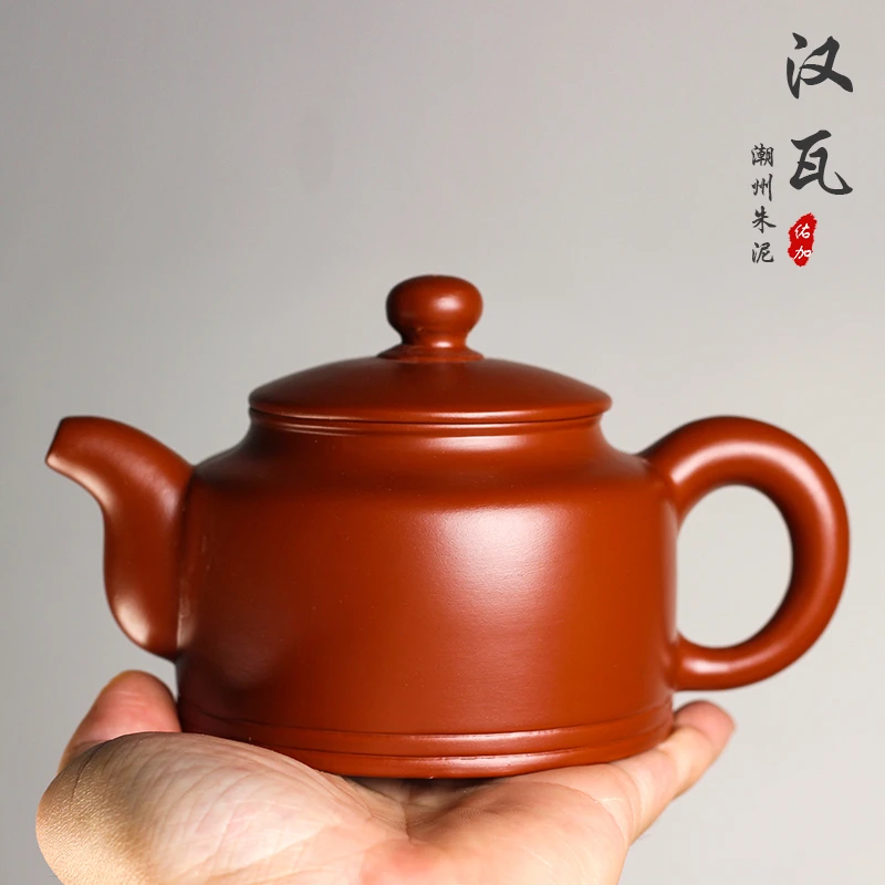 汉瓦壶320毫升大容量宽口直桶身投茶方便潮州原矿朱泥模具壶功夫