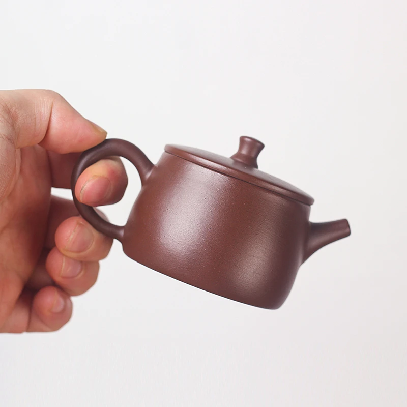 汉瓦壶120毫升井栏壶潮州手拉壶家用原矿紫泥半手工茶壶中式紫砂