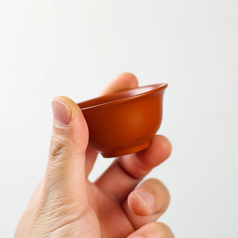 1个潮州原矿朱泥大反口茶杯45毫升手工陶瓷主人杯红泥大红袍加厚
