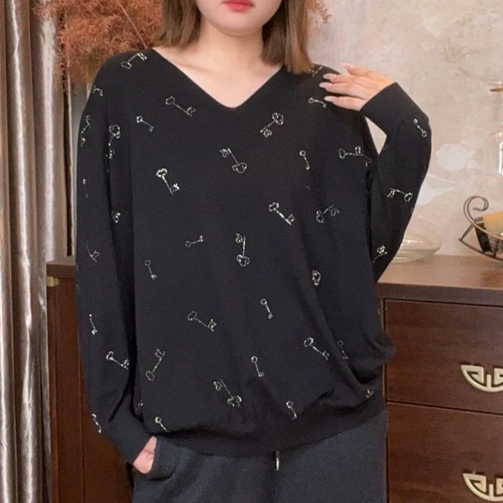 2024早秋新款微胖mm女装宽松显瘦时尚百搭上衣气质针织衫