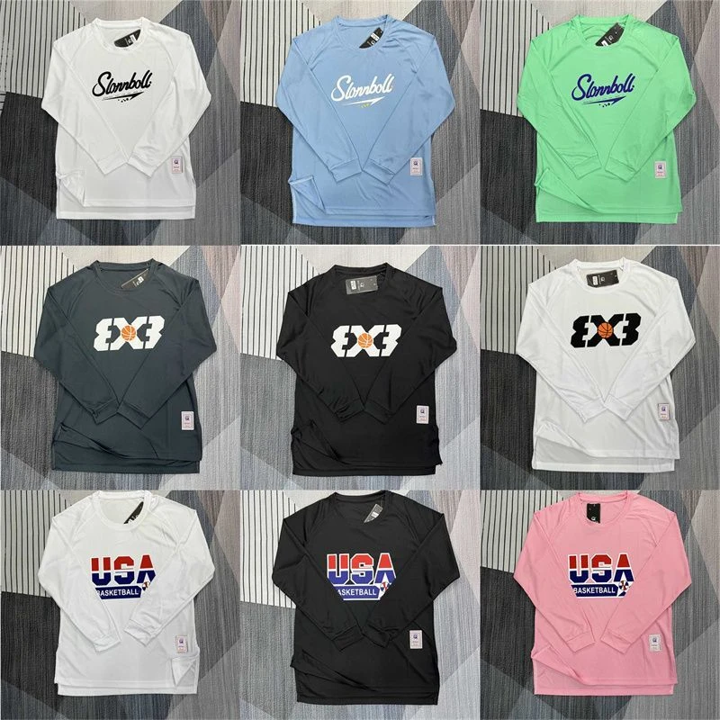 【秋季长袖】美式长袖速干运动投篮服圆领上衣印花透气潮流健身跑步