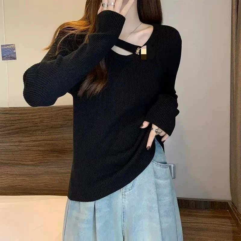 D36-115小心机设计感洋气减龄别致针织打底毛衣百搭不挑身型YQ