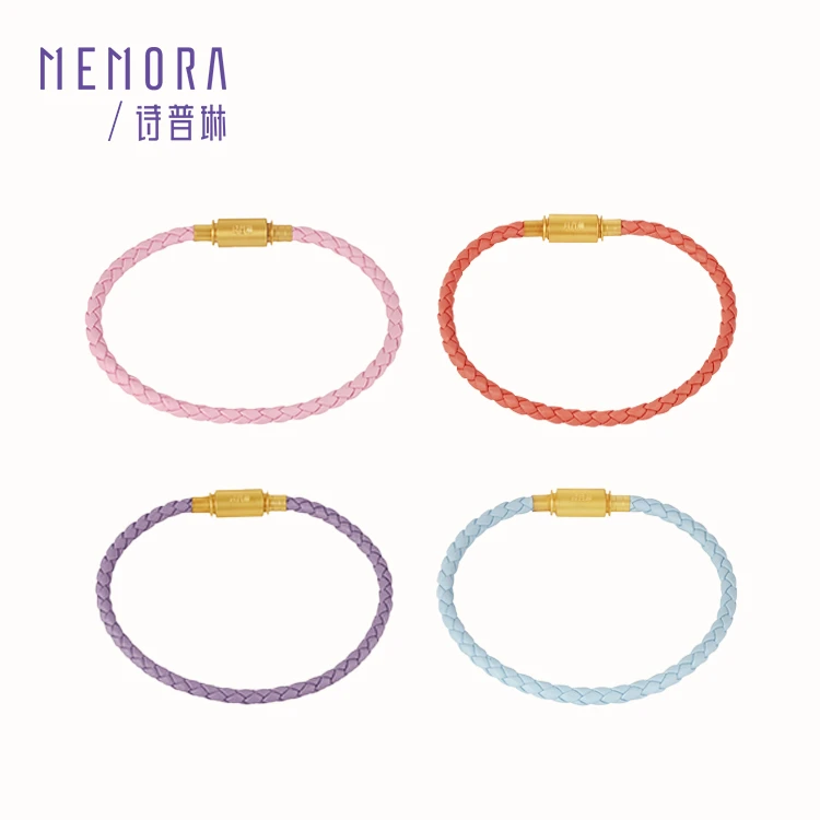 铜合金皮质手链 手工百搭时尚手绳皮绳调节简约五彩小众编绳ZP02
