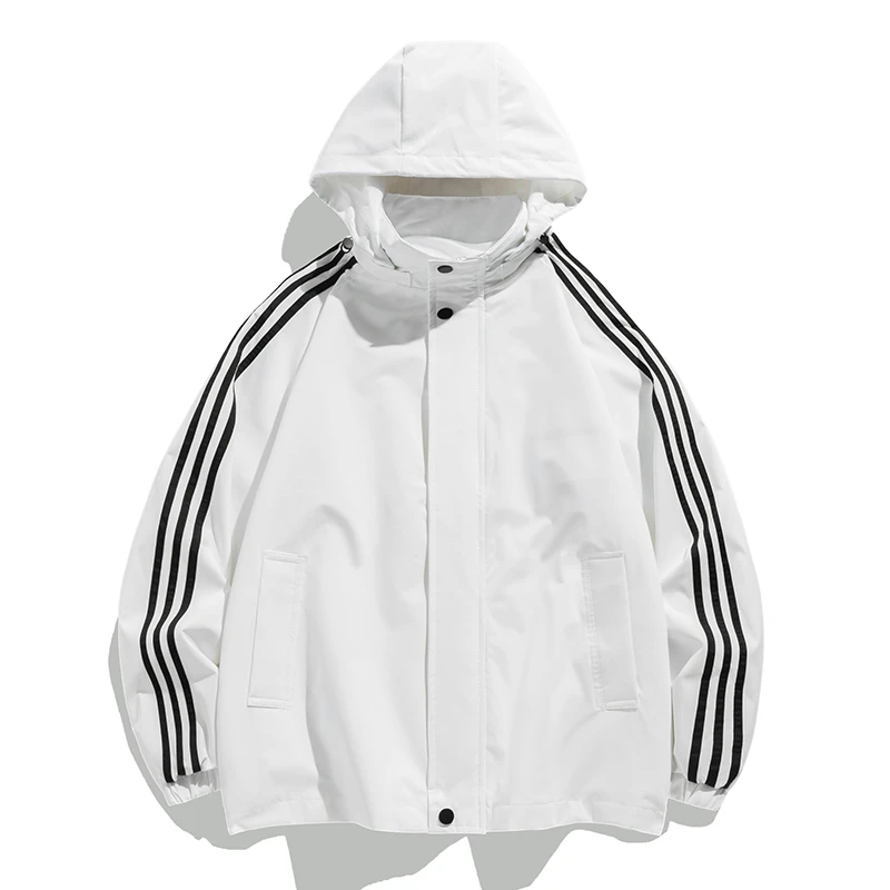 情侣夹克 春秋男女同款冲锋衣防泼水防风防寒休闲三条杠风衣外套