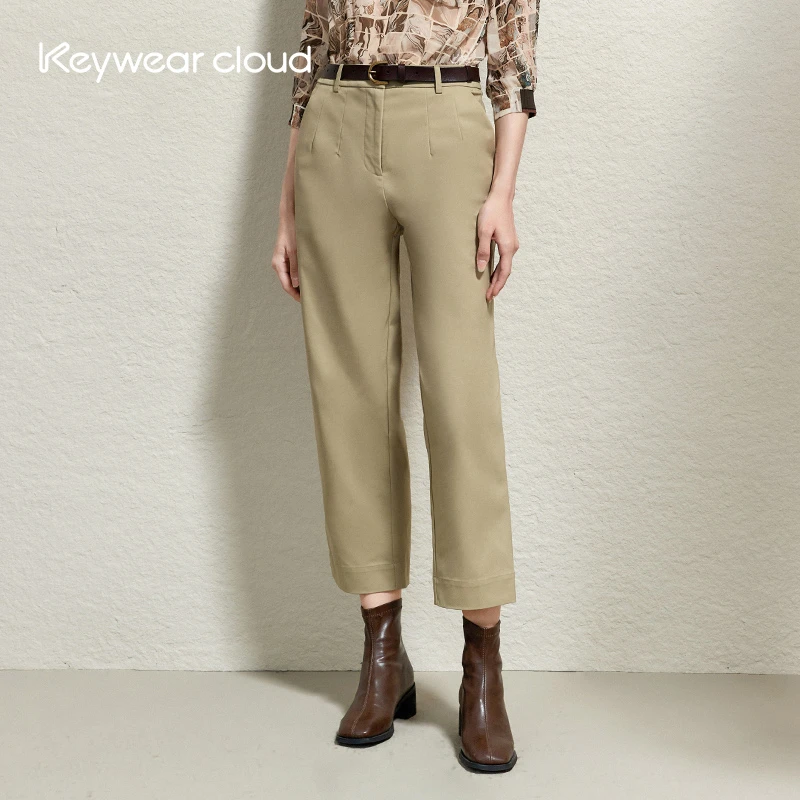 Keywearcloud奇威女装纯色九分西装裤通勤休闲百搭小