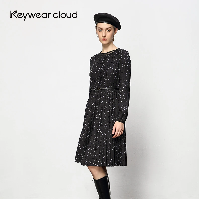Keywearcloud奇威冬季气质收腰显瘦长袖优雅法式时尚