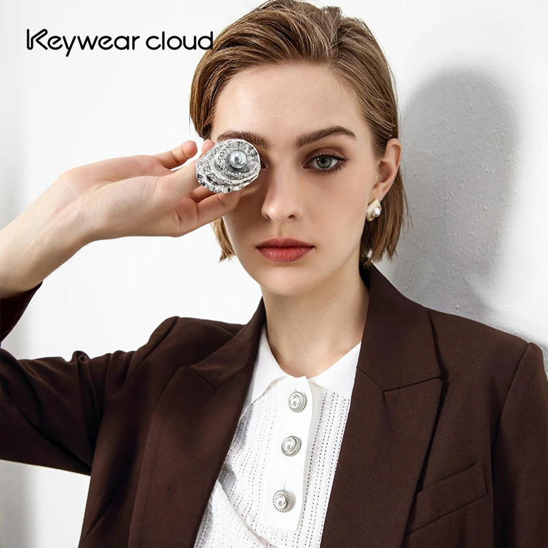不锈钢胸针 Keywearcloud奇威银色花朵珍珠胸针装饰