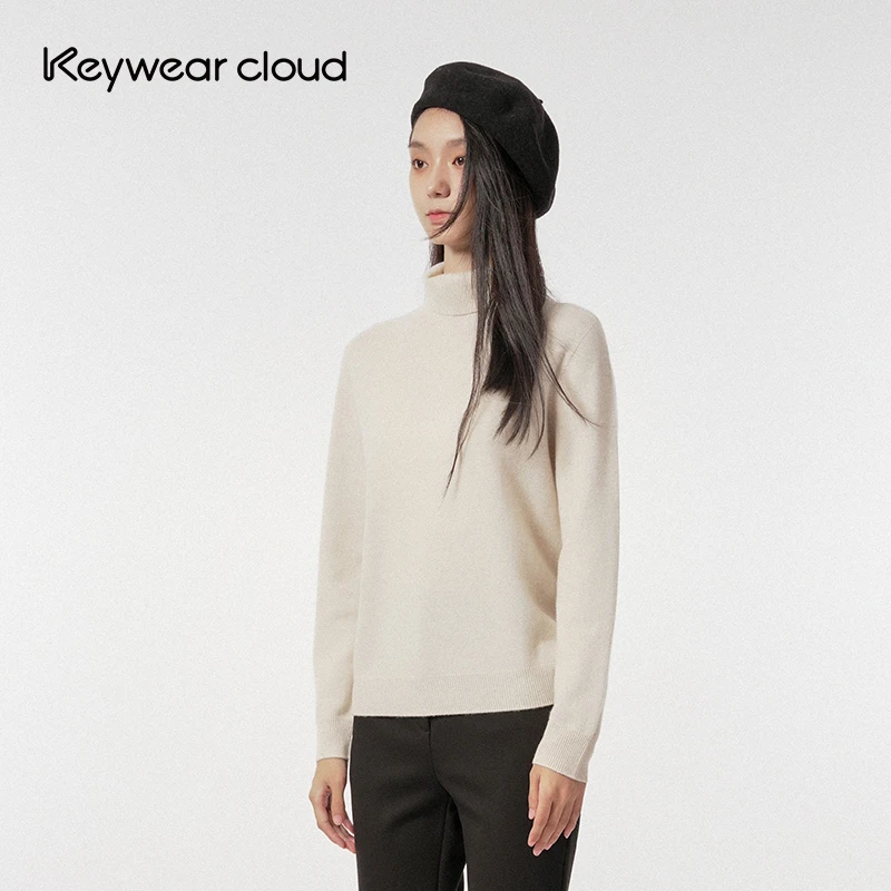 Keywearcloud奇威星星点点高领绵羊毛秋冬通勤打底针织毛衣