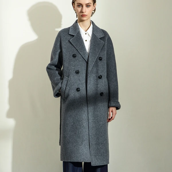 Keywearcloud奇威冬季女装外套双面呢绵羊毛大衣风衣
