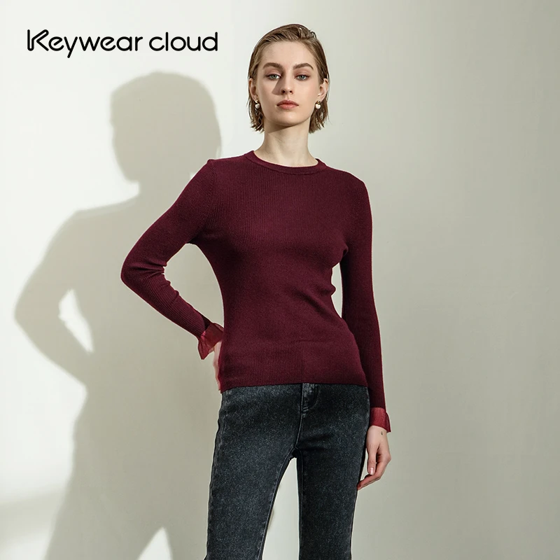 Keywearcloud奇威冬季时尚百搭绵羊毛打底衫针织衫