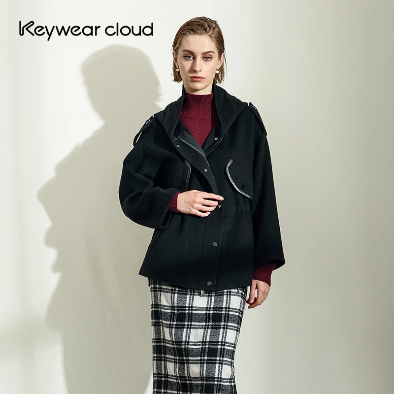 Keywearcloud奇威冬季绵羊毛双面呢大衣外套