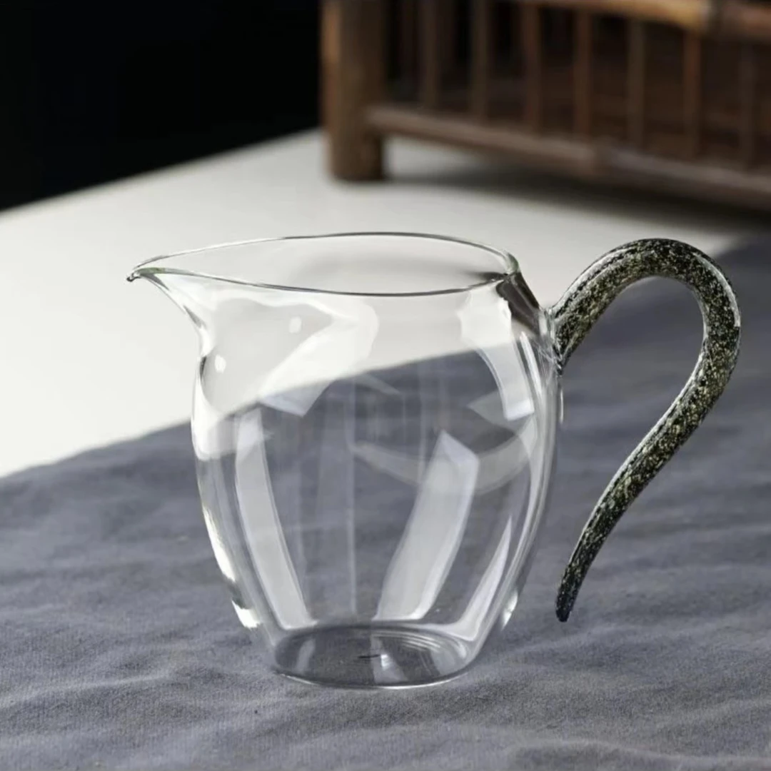 炫彩亮片公道杯高通透纯手工高硼硅玻璃耐热家用茶侘寂风大号茶器