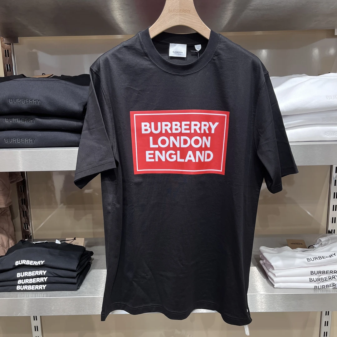 全新未使用 BURBERRY/博柏利 男士字母Logo贴花圆领休闲T恤