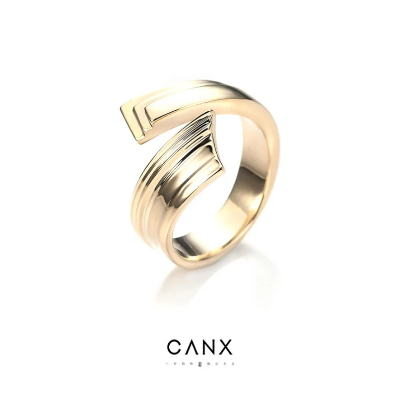 合金戒指 THURMAN×CANX 猫一杯[迹]系列戒指 新中式风痕戒指