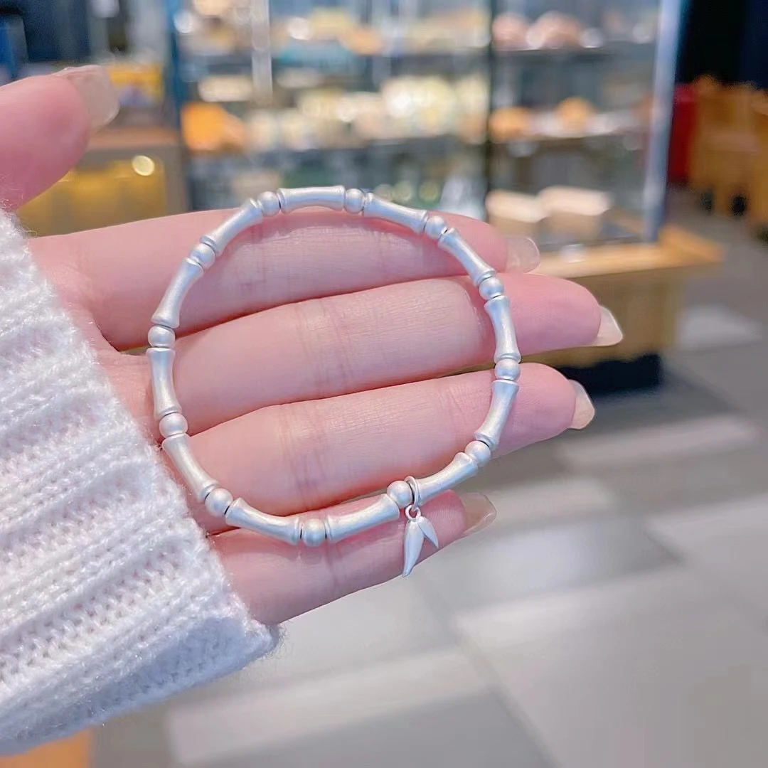 足银手链 999周家大福新款竹节手链 小仙女小众设计节节高气质