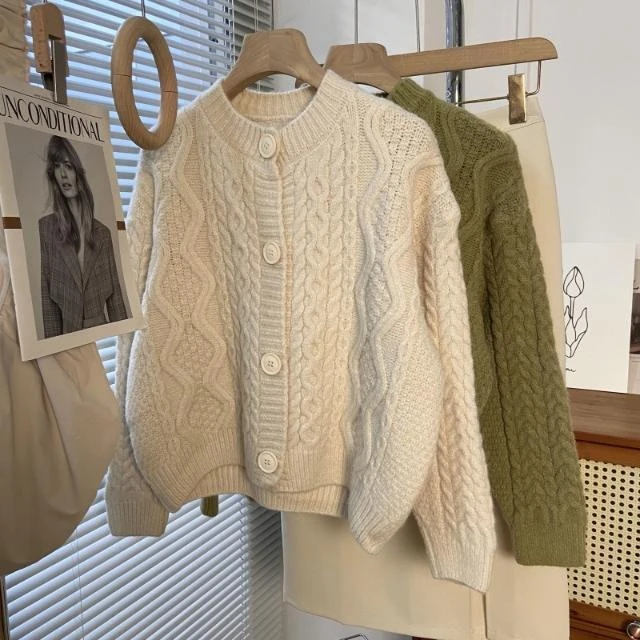 5002气质百搭毛衣针织开衫女新款外搭洋气小个子上衣针织纯色显瘦