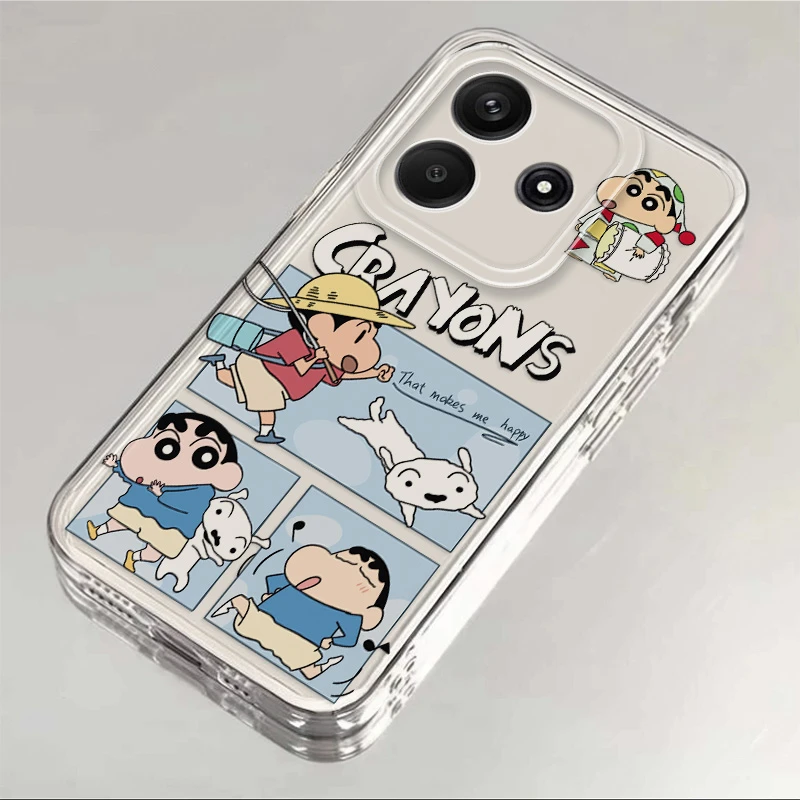 小米红米Note14适用手机壳蜡笔小新秋游卡通透明全包软硅胶防摔