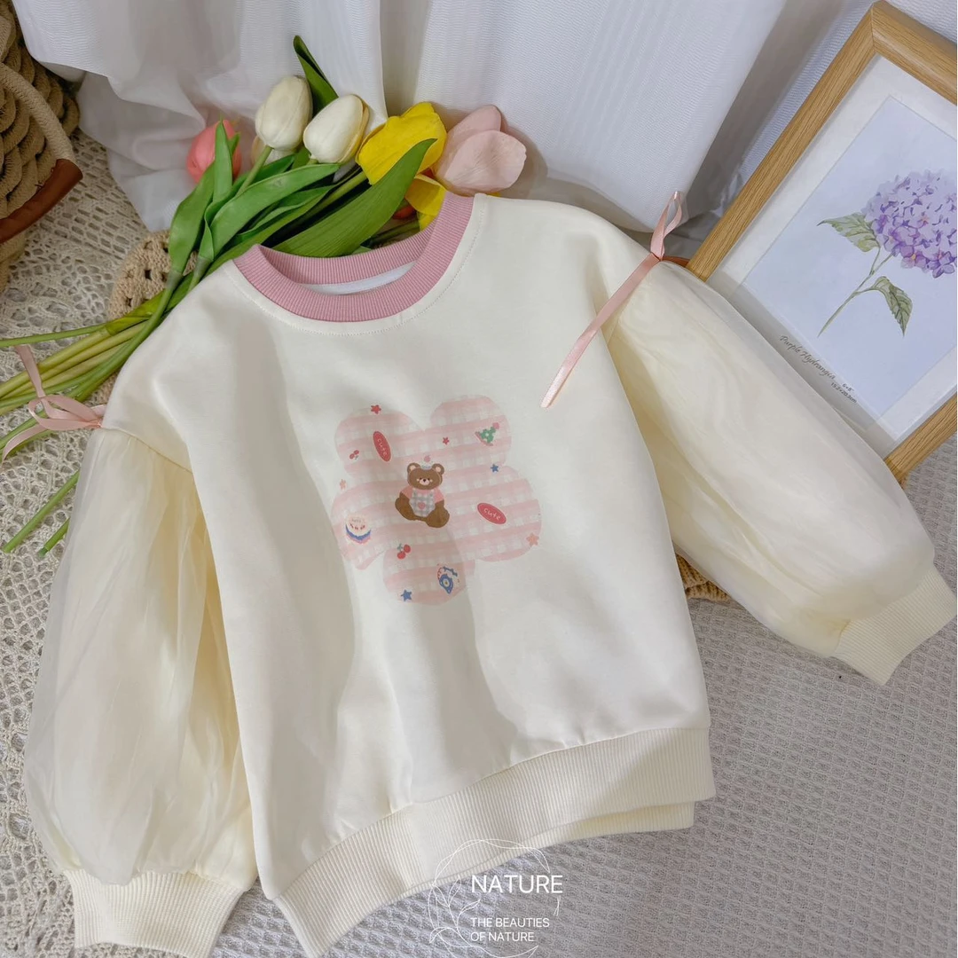 【新疆包邮】新款泡泡袖小熊卫衣L105