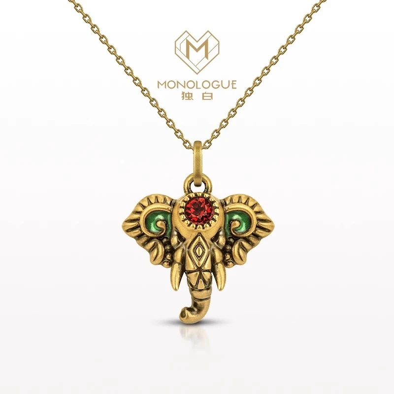 MONOLOGUE独白北纬三十度古印度大象石榴石复古黄金吊坠MR1500