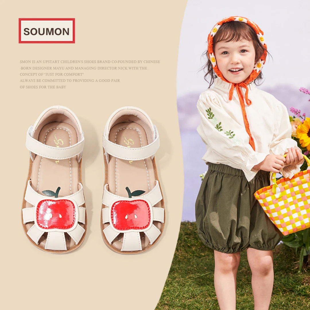 SMON特价凉鞋包头2025夏季新款时尚宝宝小公主鞋软底防滑小童皮鞋