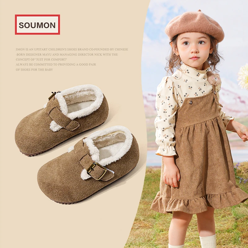 儿童勃肯鞋2025冬季新款加绒保暖女童豆豆鞋宝宝二棉鞋婴儿鞋