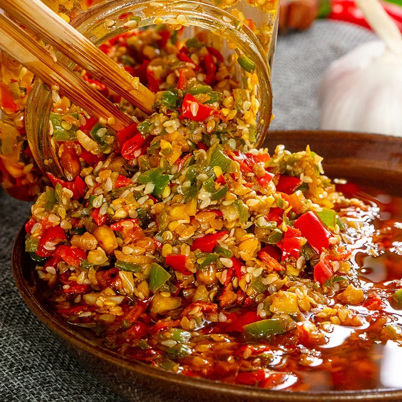 湖南特产彩色辣椒酱下饭菜剁辣椒酱风味蒜蓉辣酱拌饭拌面酱280g
