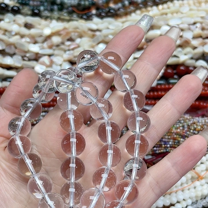 玛瑙/玉髓珠宝半成品未镶嵌一条12m白水晶隔珠