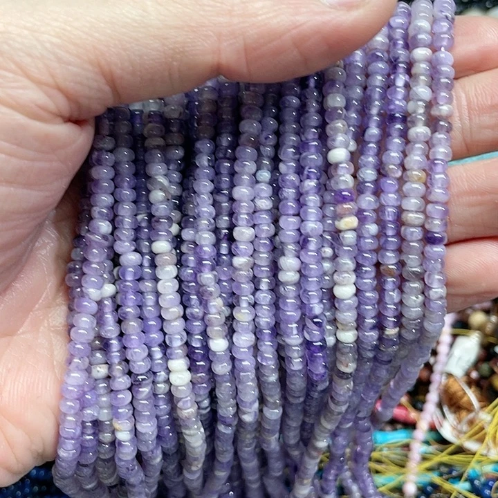 玛瑙/玉髓珠宝半成品未镶嵌一条4mm紫水晶算盘