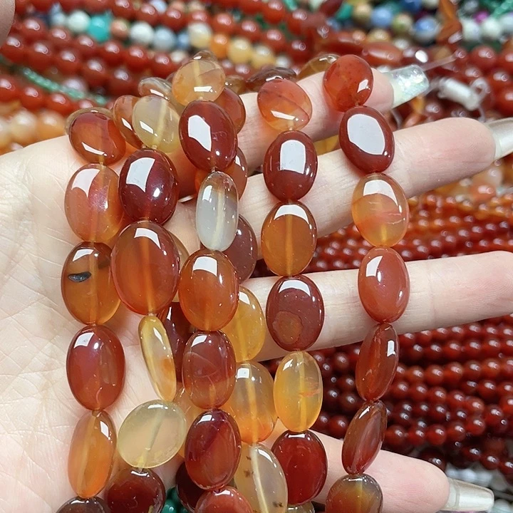 玛瑙/玉髓珠宝半成品未镶嵌一条12x16m红玛瑙蛋形