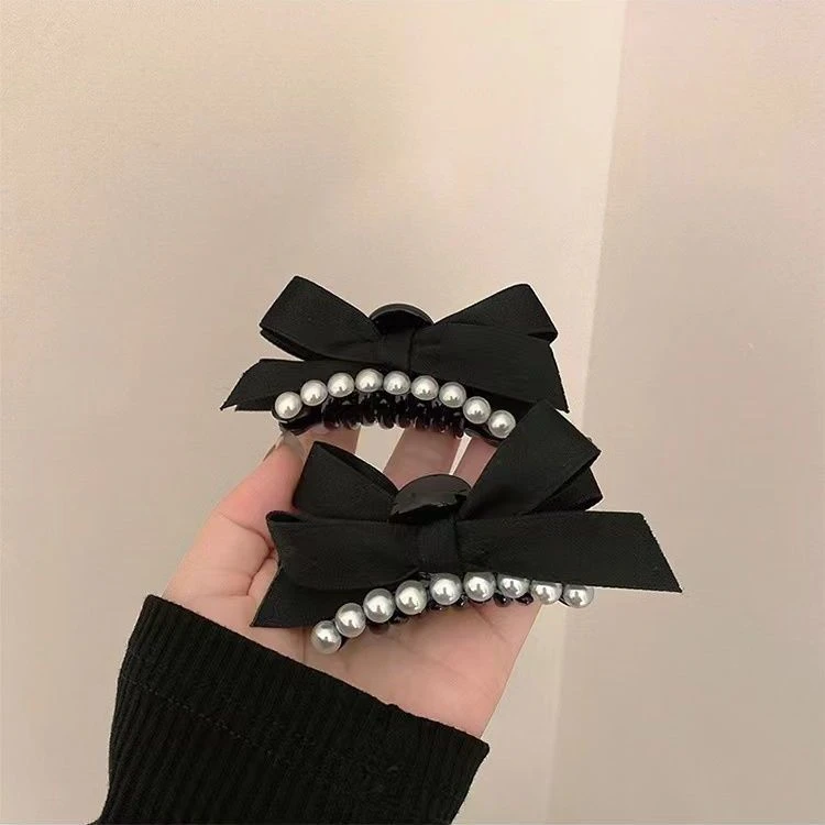 双面珍珠蝴蝶结对夹发夹女侧边刘海夹子网红小号抓夹边夹头饰发饰