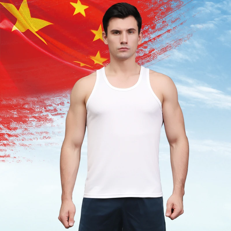 正品白色背心火焰蓝背心无袖速干训练服汗衫速干吸汗透气速干衣