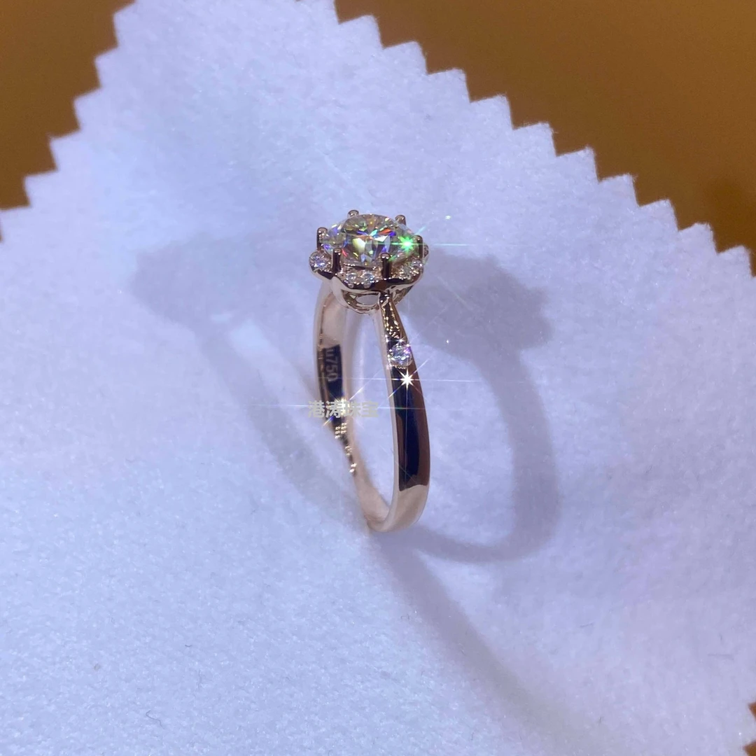 【合成/培育】【通灵花苞】六爪钻戒玫瑰金白金镶嵌款莫桑婚戒1-2克拉