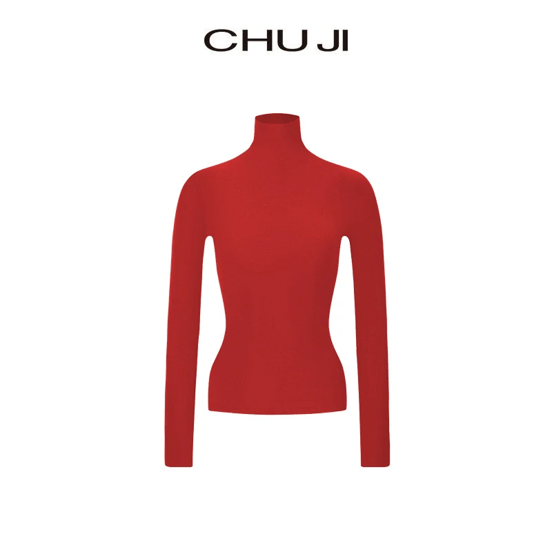 Chuji/出迹羊毛无缝一体针织打底羊毛衫高领毛衣秋冬D2N010M