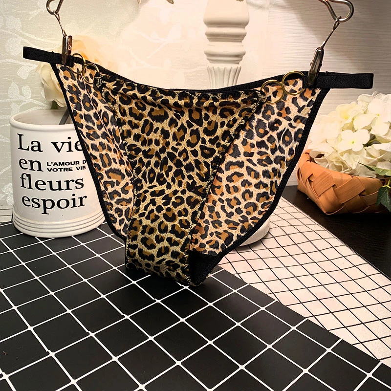 特价 豹纹女郎蕾丝女士款性感冰丝内裤女性感中低腰无痕三角裤头