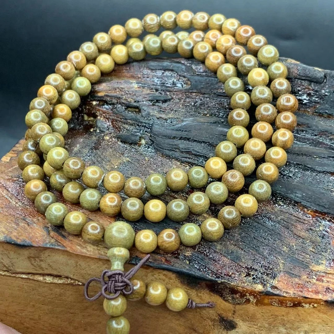 绿檀手串108颗香味十足男女念珠多圈手串文玩檀木