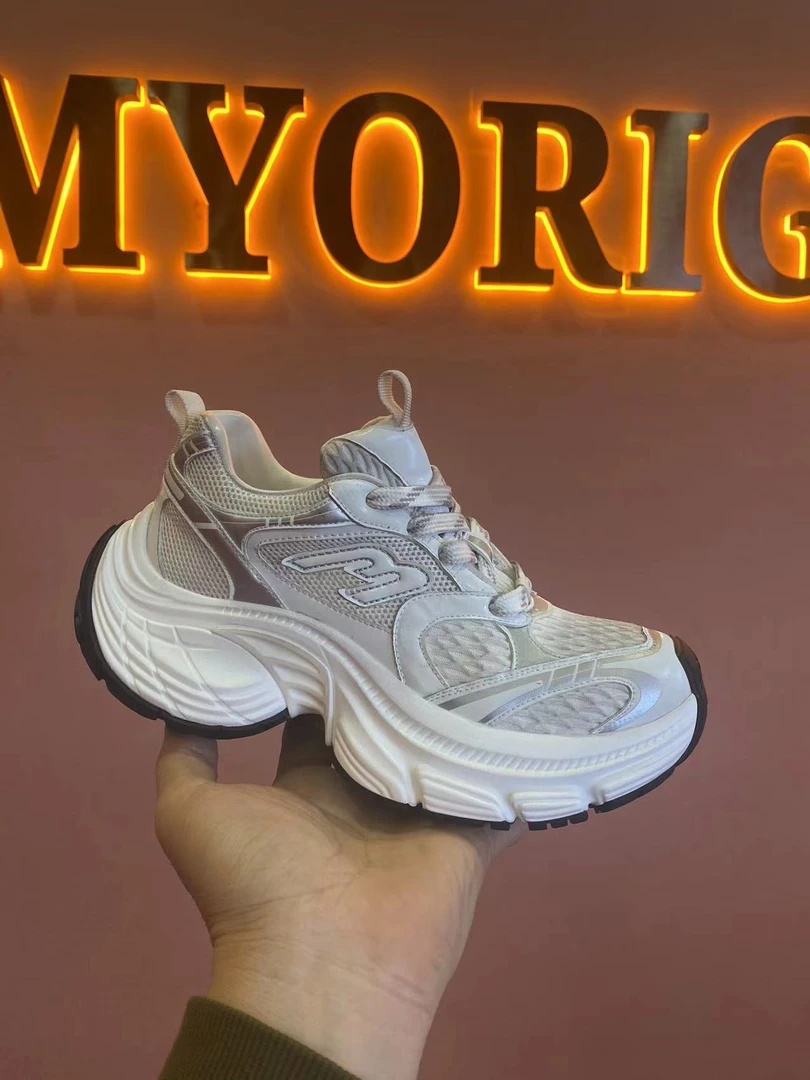 巴黎厚底增高老爹鞋网红女做旧脏脏鞋2024春休闲百搭潮鞋6680-1