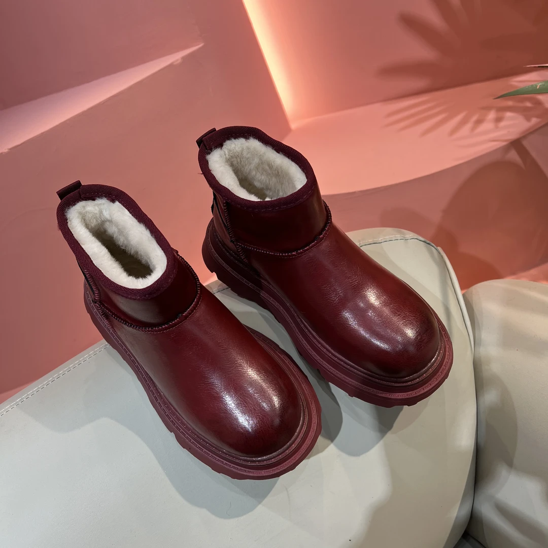 增高厚底雪地靴擦色复古工艺高级质感女鞋