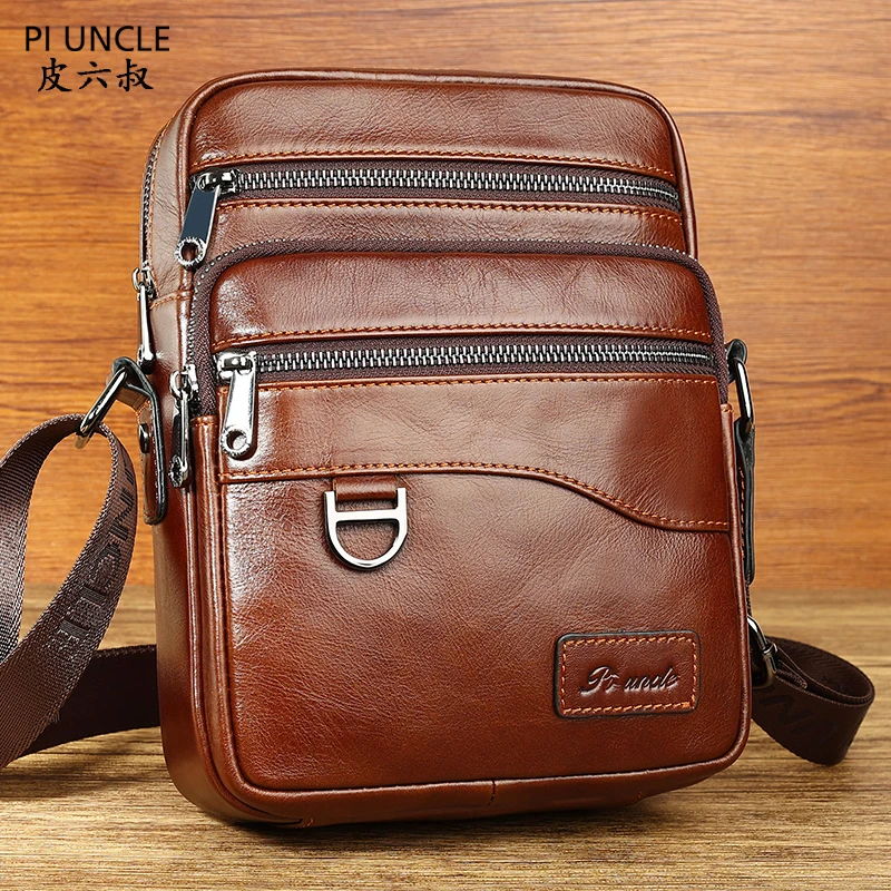 头层牛皮男士单肩斜挎包复古多口袋大容量软皮背包春夏季新款潮流