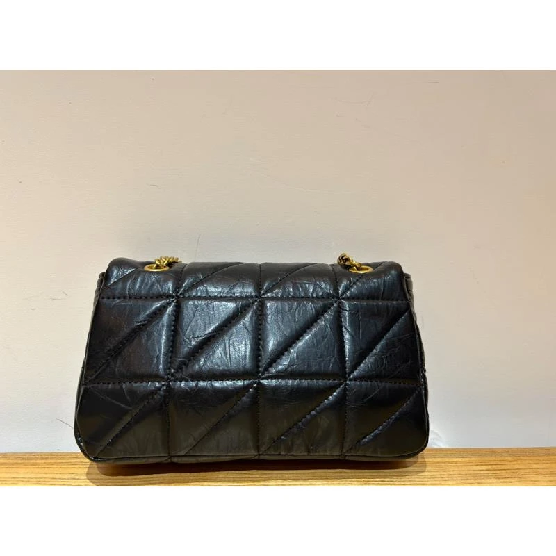 HIRMRIS手工真皮包550685-黑 爆裂斜纹链条