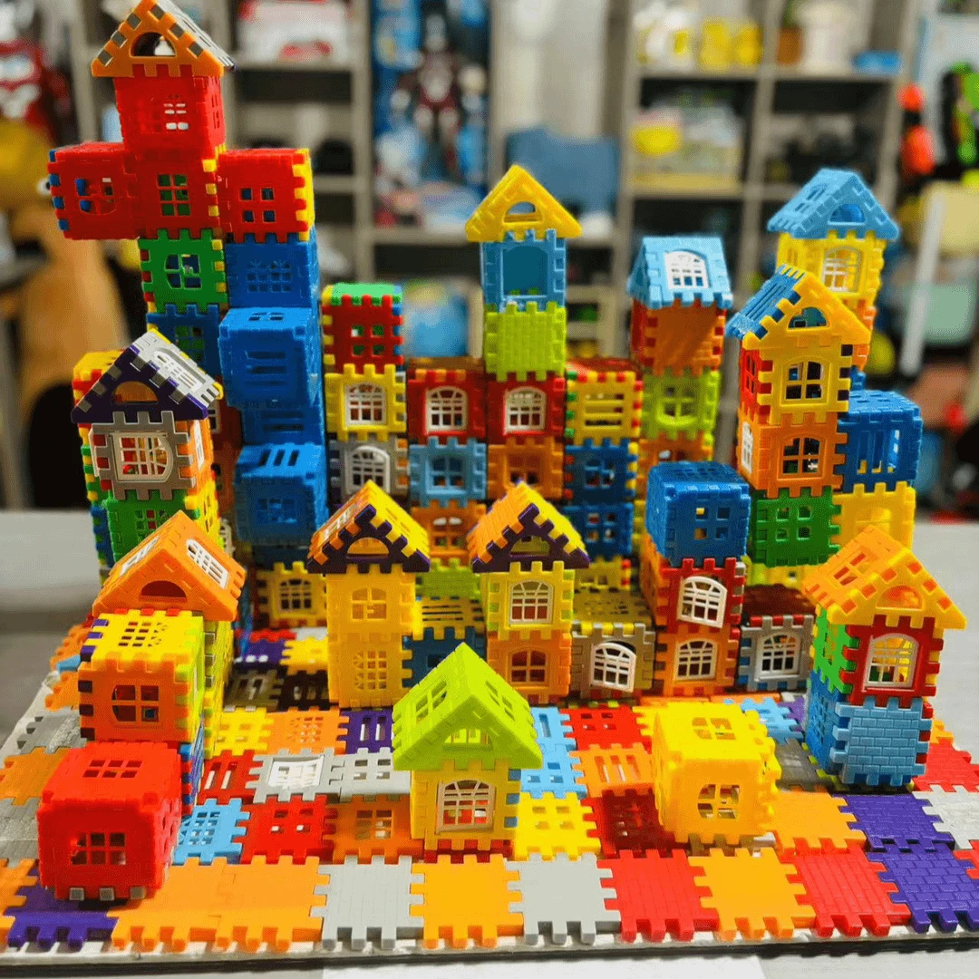 波B72片件房子积木【颜色款式随机】拼插积木益智玩具【袋装发货】