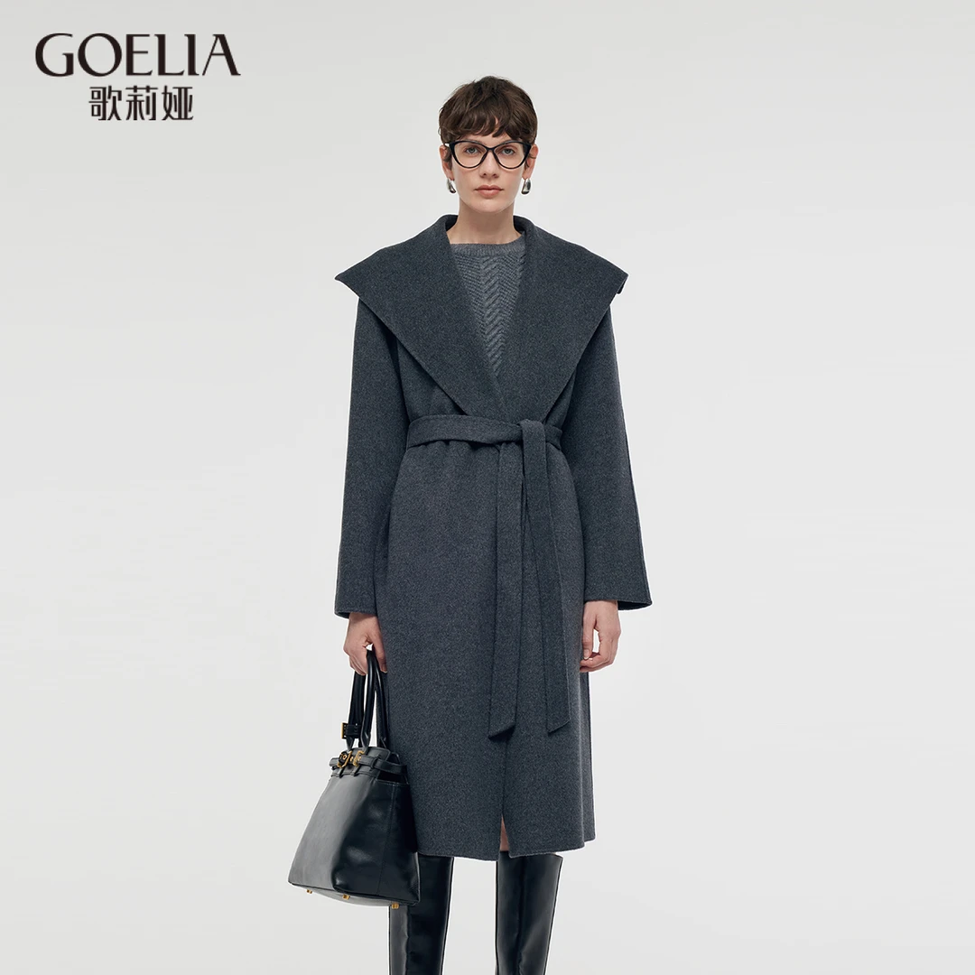 【商场同款】歌莉娅绵羊毛双面呢大衣翻领1CNC6N390
