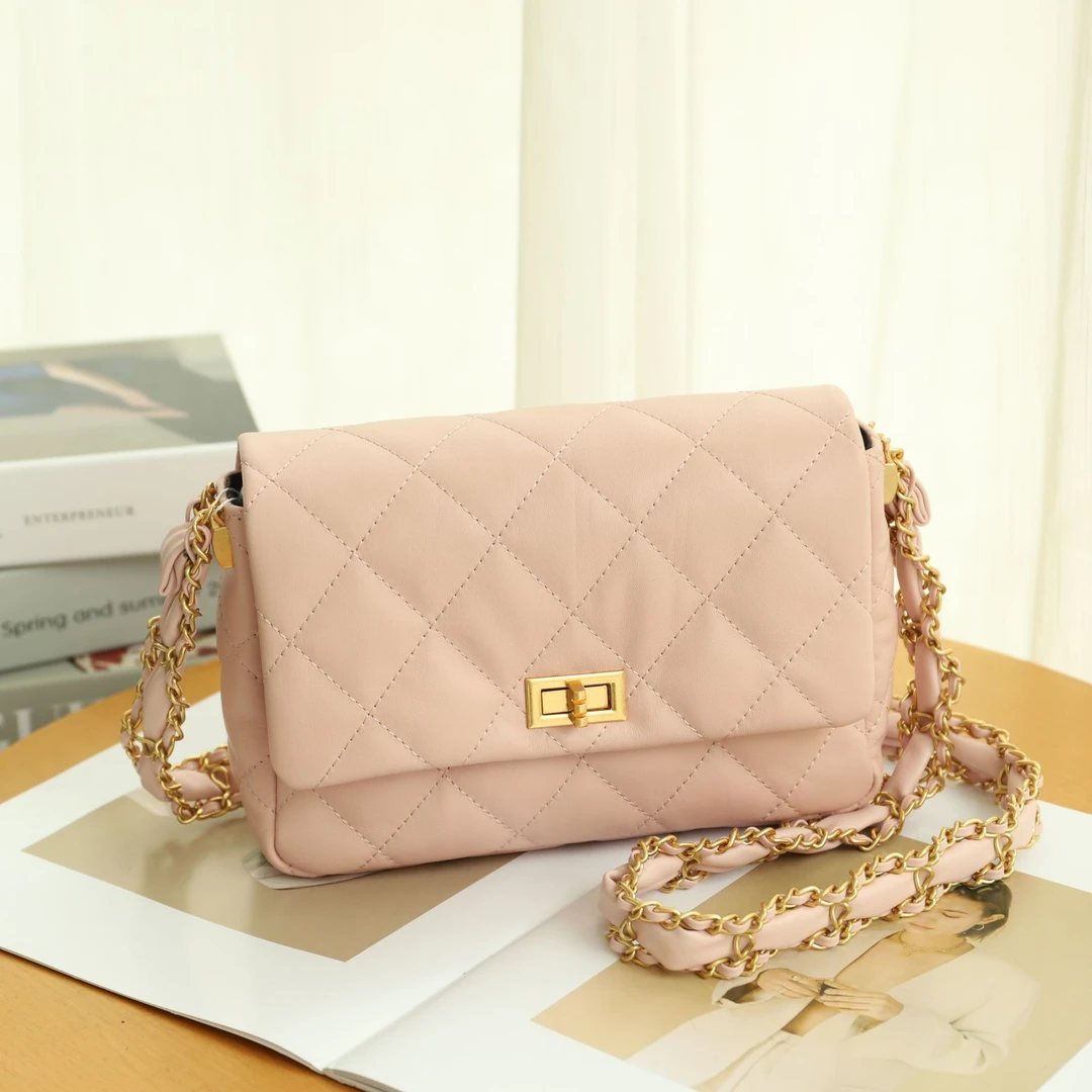 A16小众高级感真皮小香风菱格链条女包时尚休闲单肩斜挎包YFD988