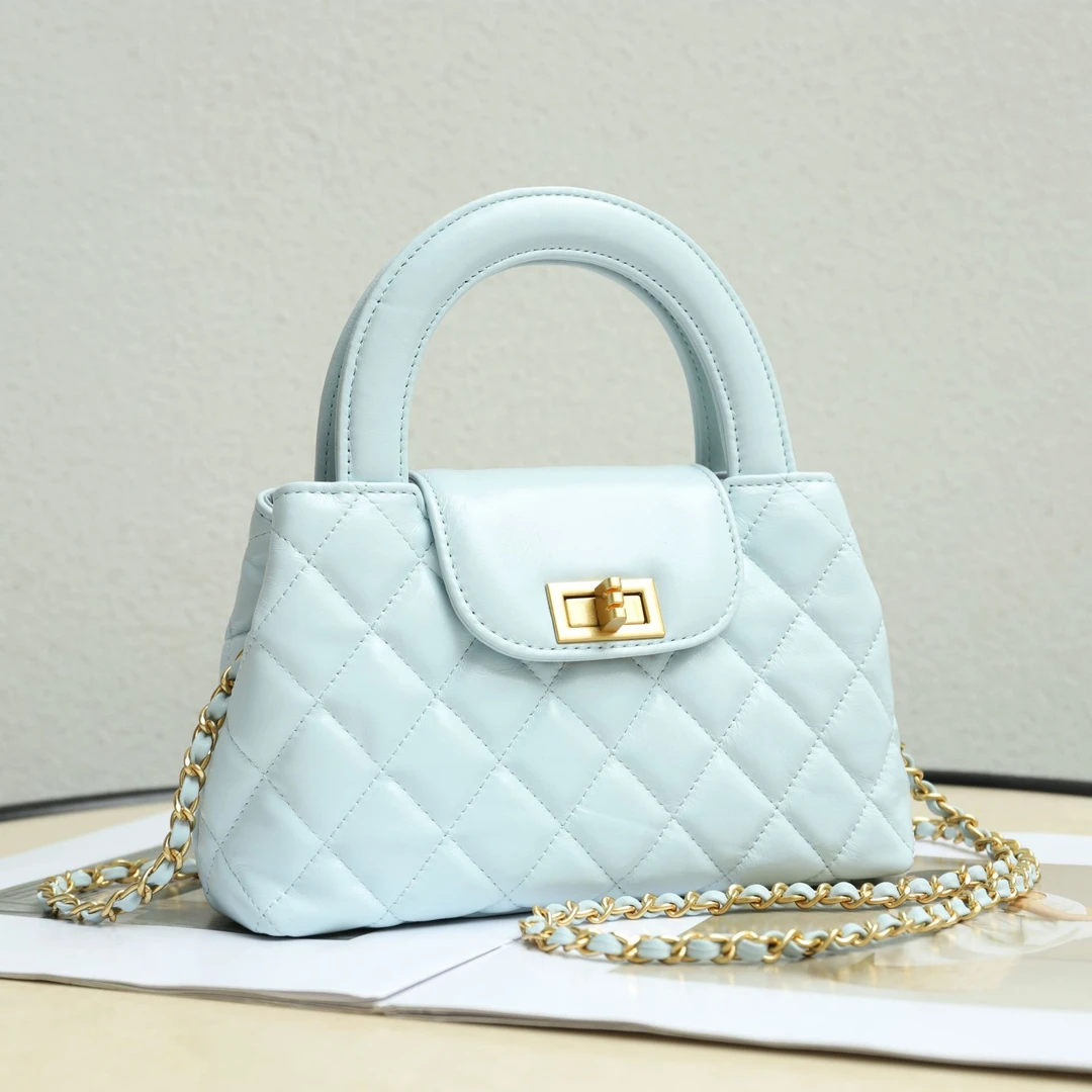 A17新款链条包菱格手提包真皮女包百搭单肩斜挎 小方包2025kelly