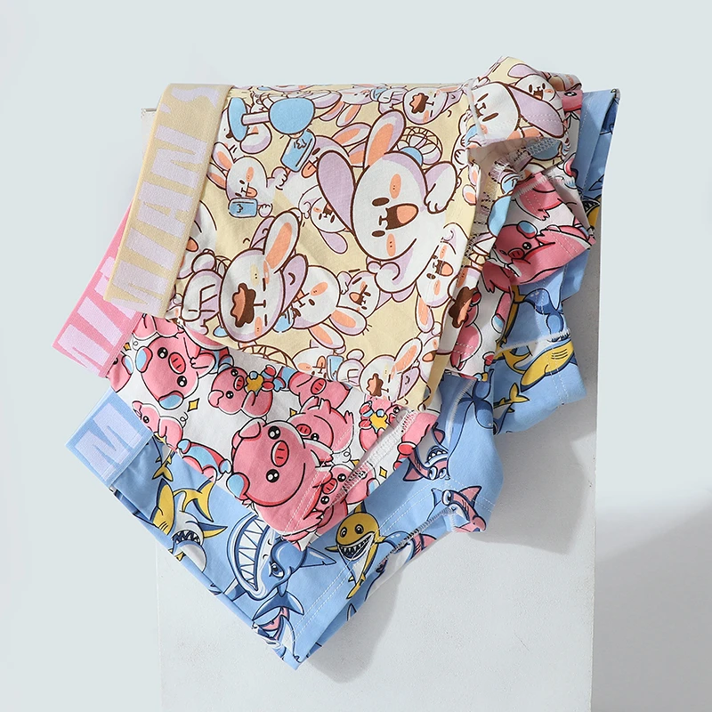 女士内裤纯棉平角裤les帅t中腰运动透气抗菌裆女士舒适四角短裤头