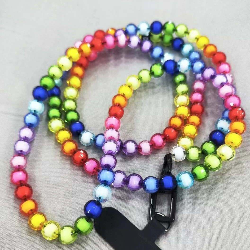 0049彩虹泡泡手机串珠可斜跨亚克力手机链
