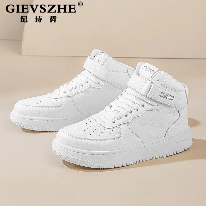 GIEVSZHE/纪诗哲休闲高帮板鞋男韩版中帮时尚小白韩版高帮男板鞋