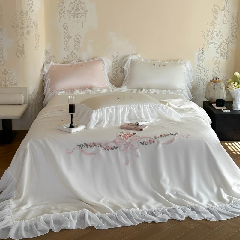 慕逸【尤娜蚕丝夏凉被】夏季双面兰精天丝法式公主风少女心夏凉被芯