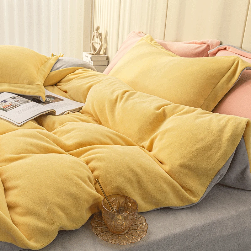 【加厚保暖牛奶绒四件套】多喜爱双面绒床单三件套冬季珊瑚绒被套sc