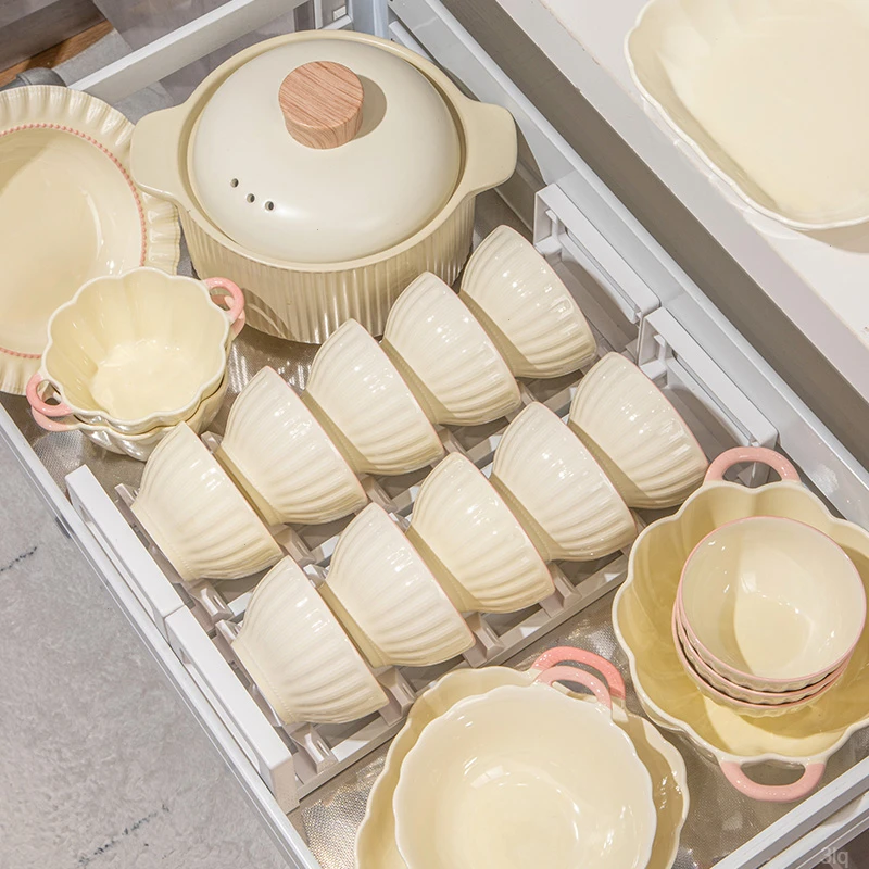 奶油风乔迁之喜送礼碗筷浪漫粉黛陶瓷餐具套装碗盘餐具组合